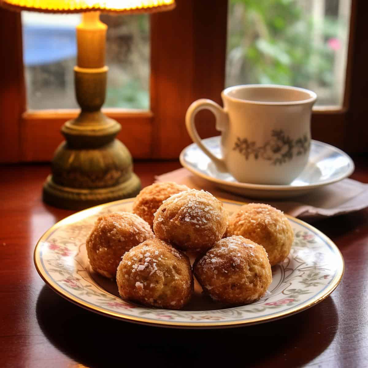 Fritule on a kitchen counter