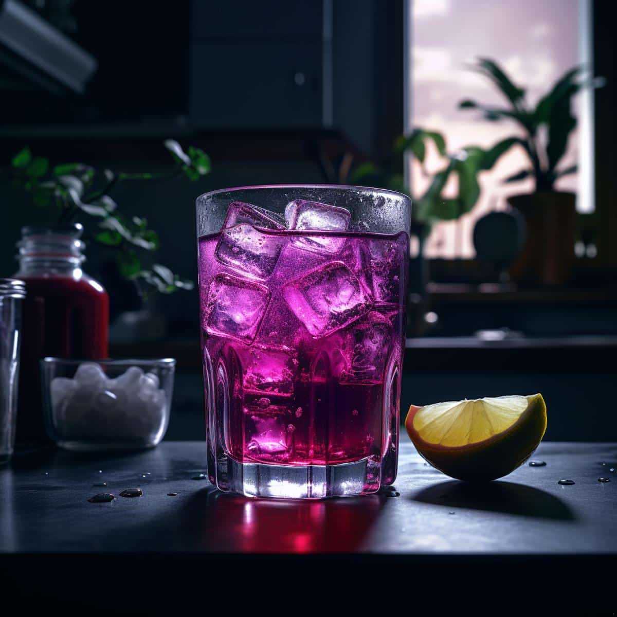 Grape Soda on a kitchen counter