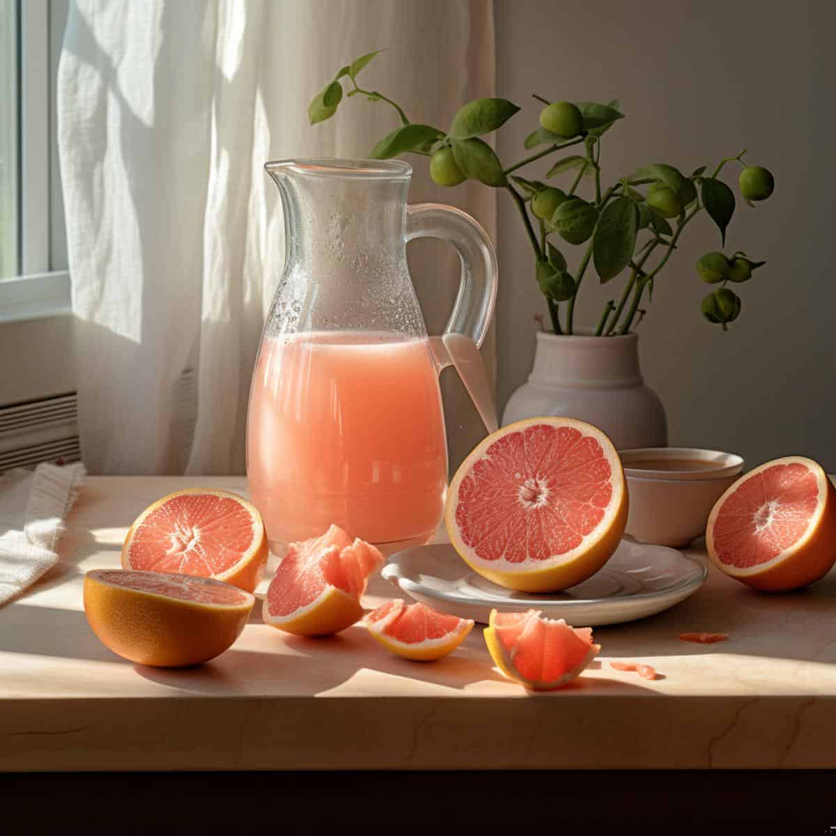 Grapefruit Juice on a kitchen counter