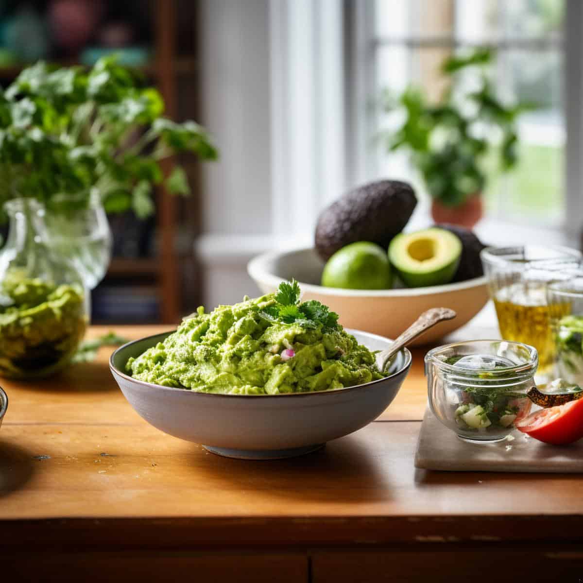 Guacamole on a kitchen counter