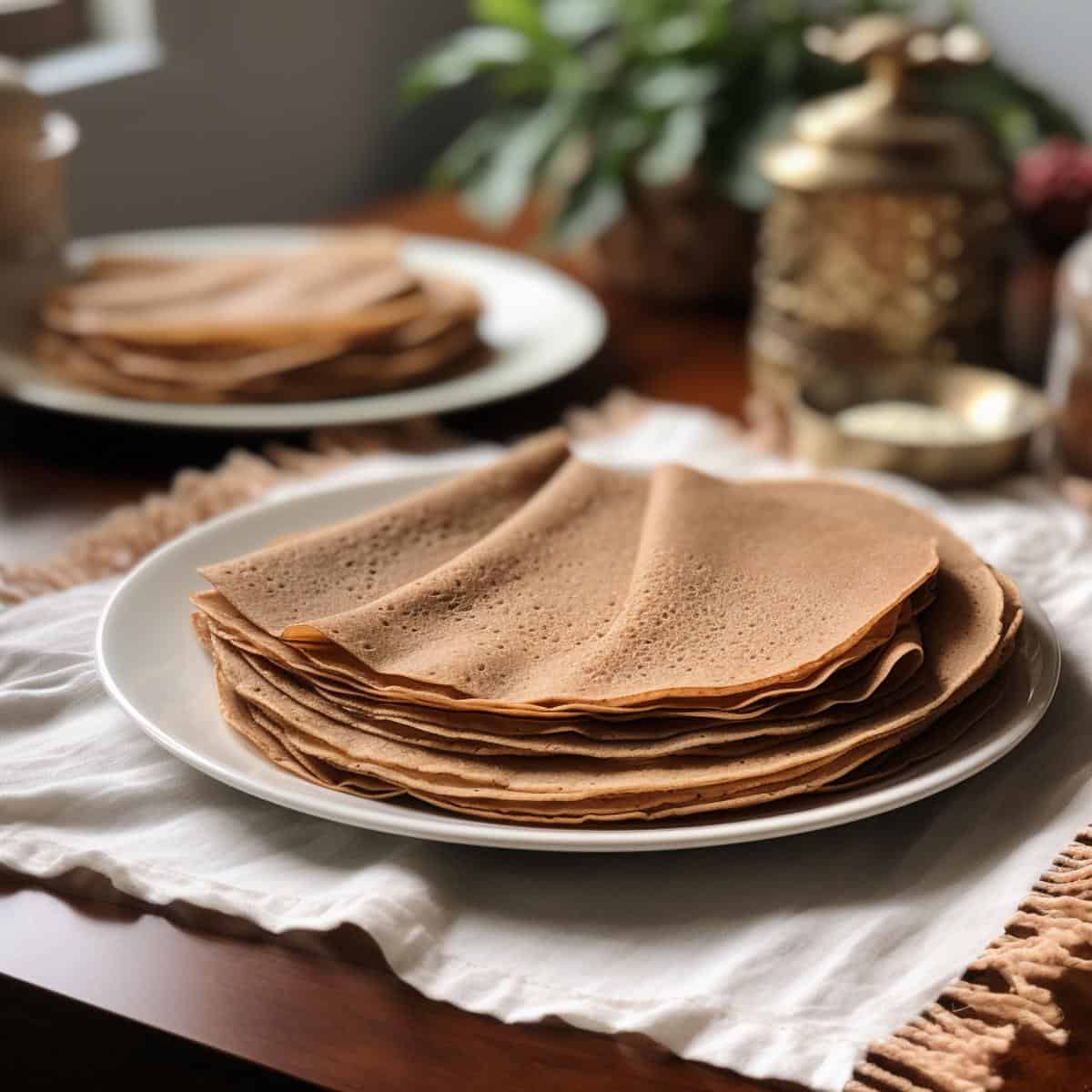 Injera on a kitchen counter