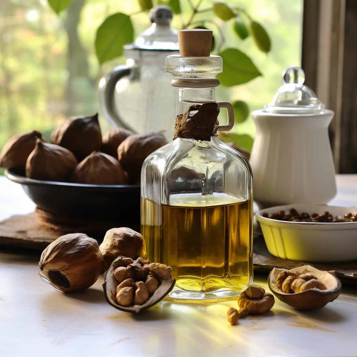 Jamaican Cobnut Oil on a kitchen counter