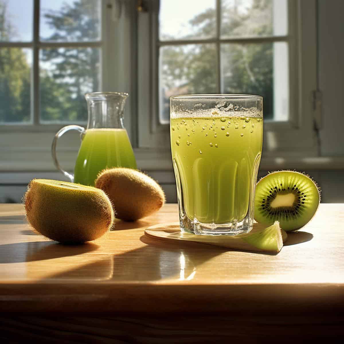 Kiwifruit Juice on a kitchen counter