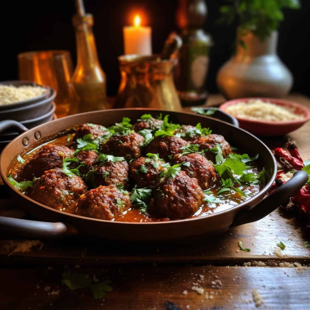 Kofta on a kitchen counter