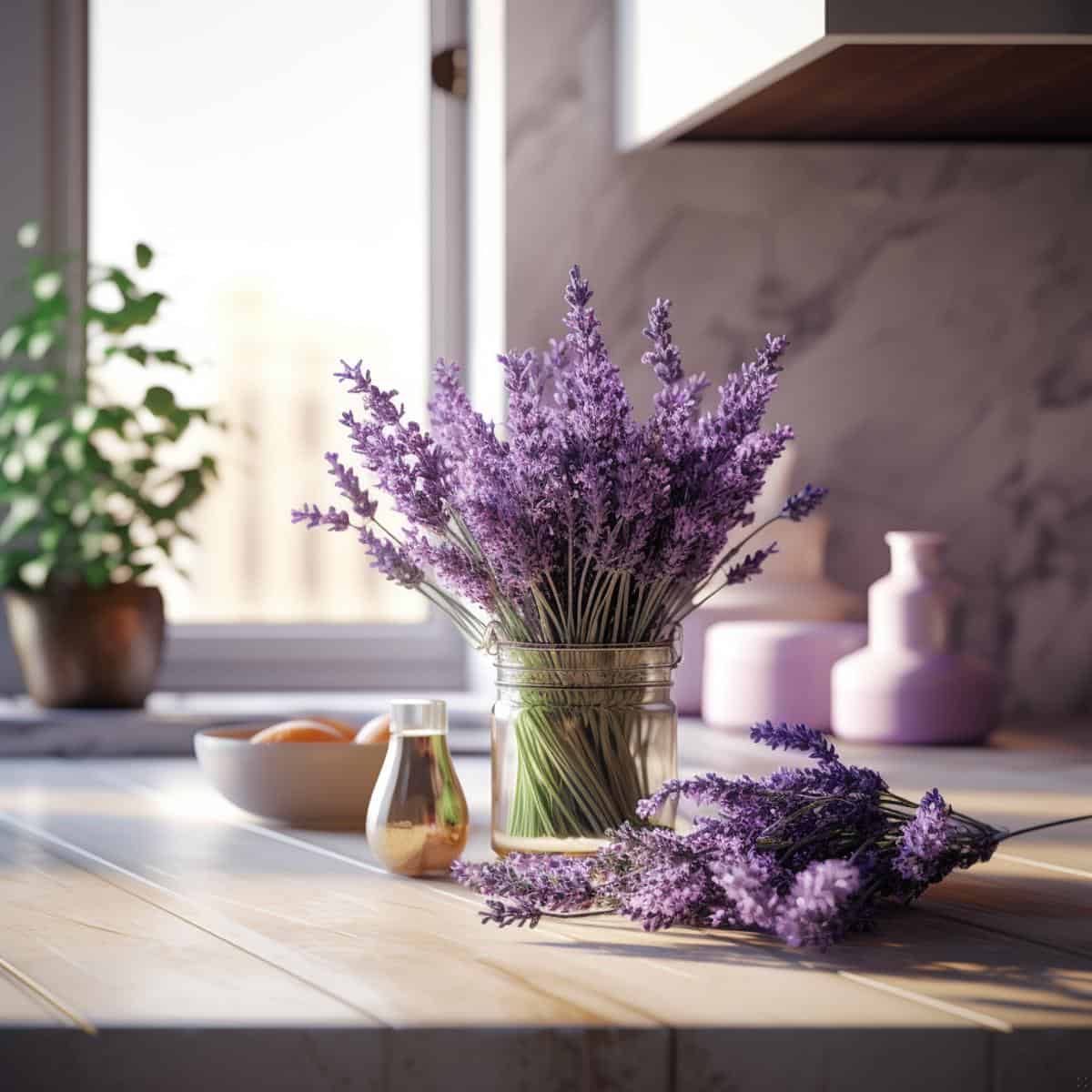 Lavender on a kitchen counter