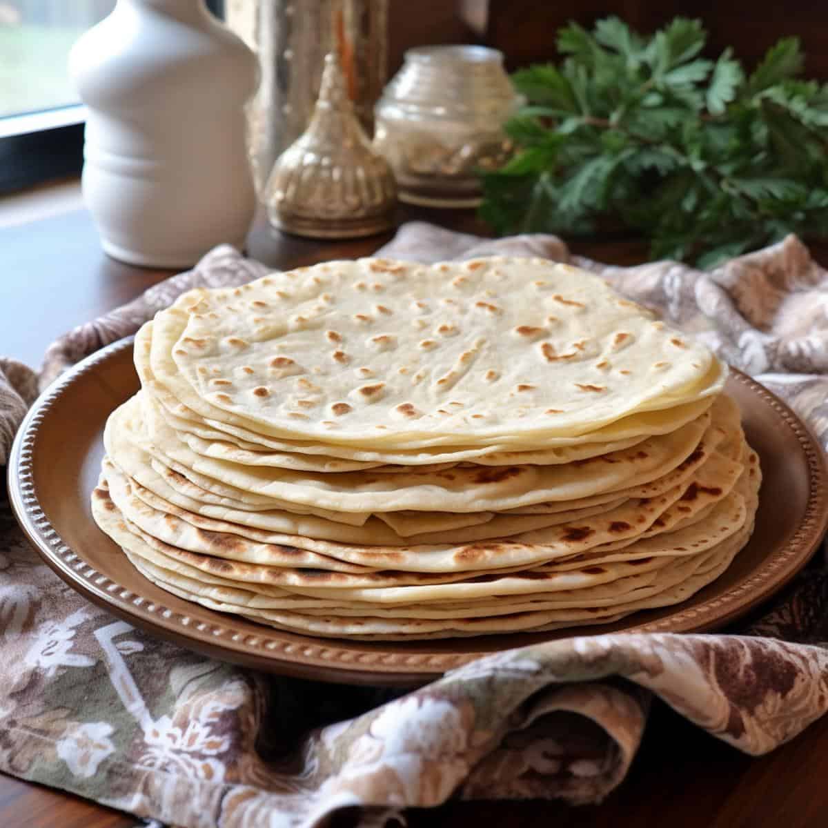 Lefse on a kitchen counter