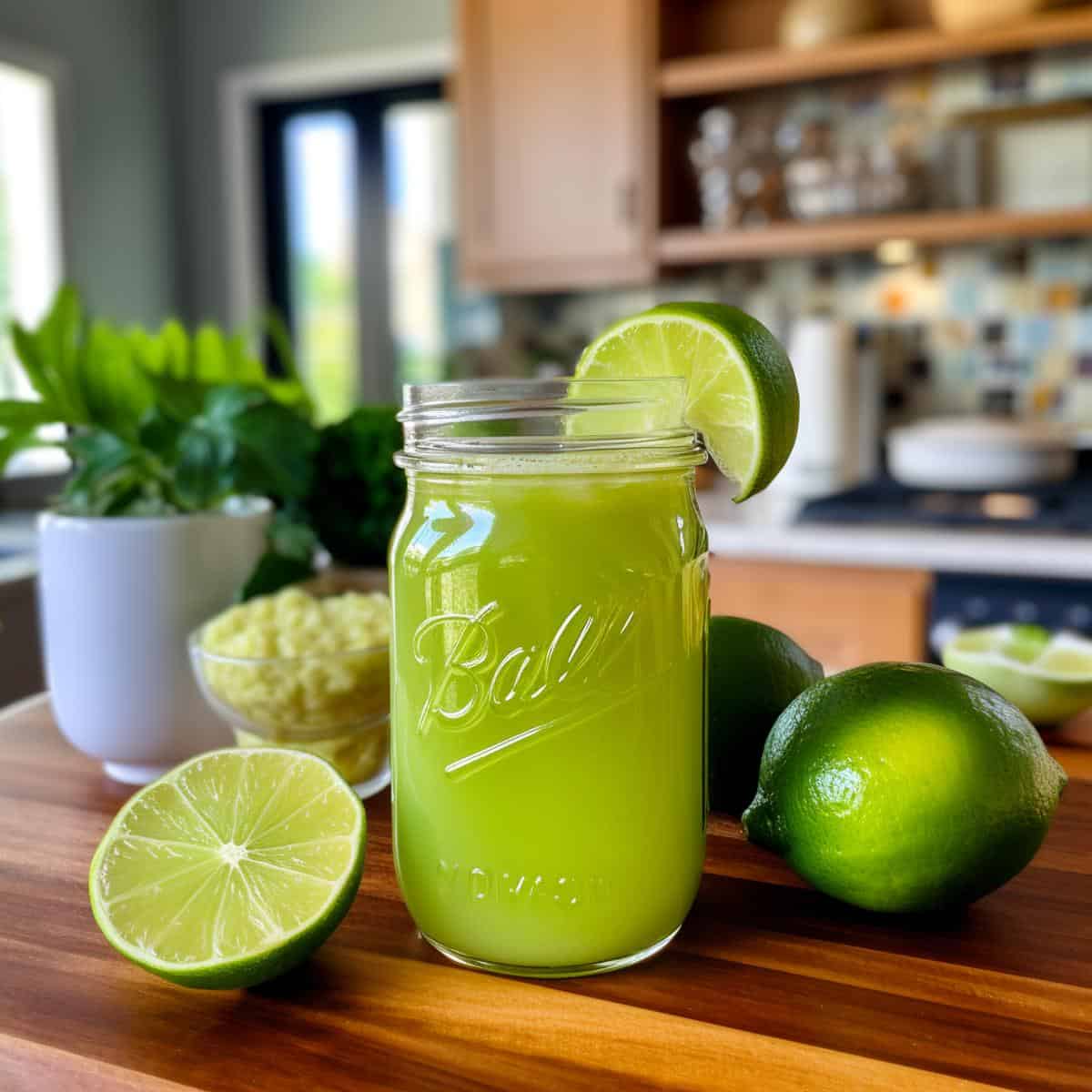 Limeade on a kitchen counter