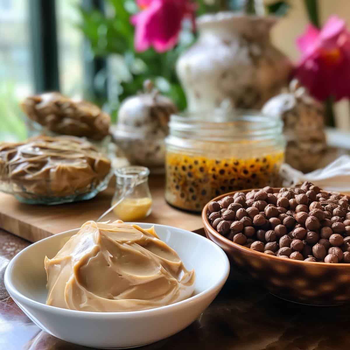 Lotus Seed Paste on a kitchen counter