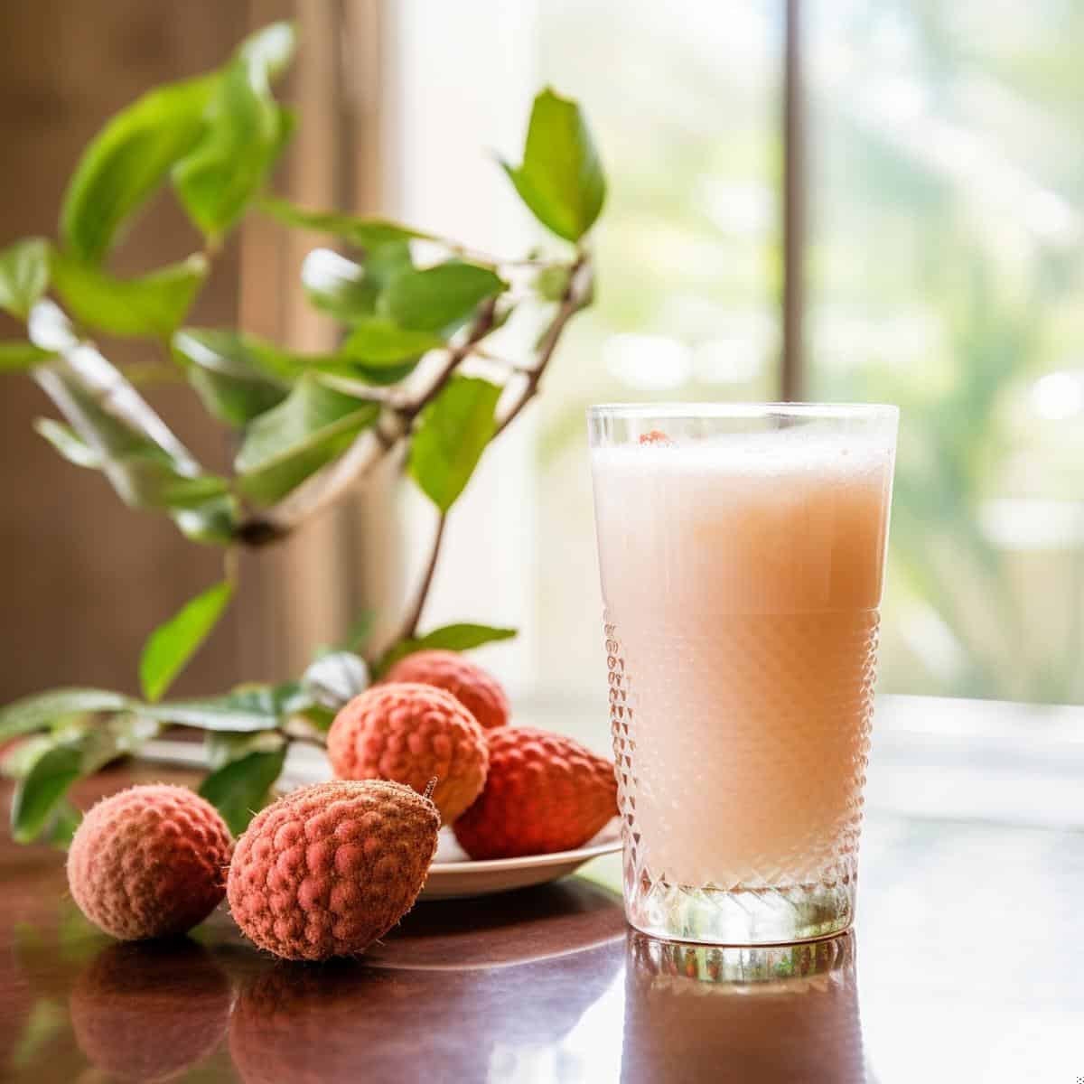 Lychee Juice on a kitchen counter