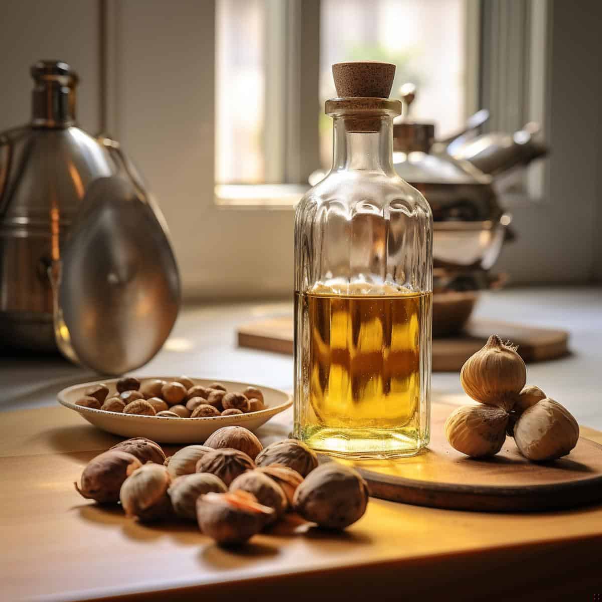 Macadamia Oil on a kitchen counter