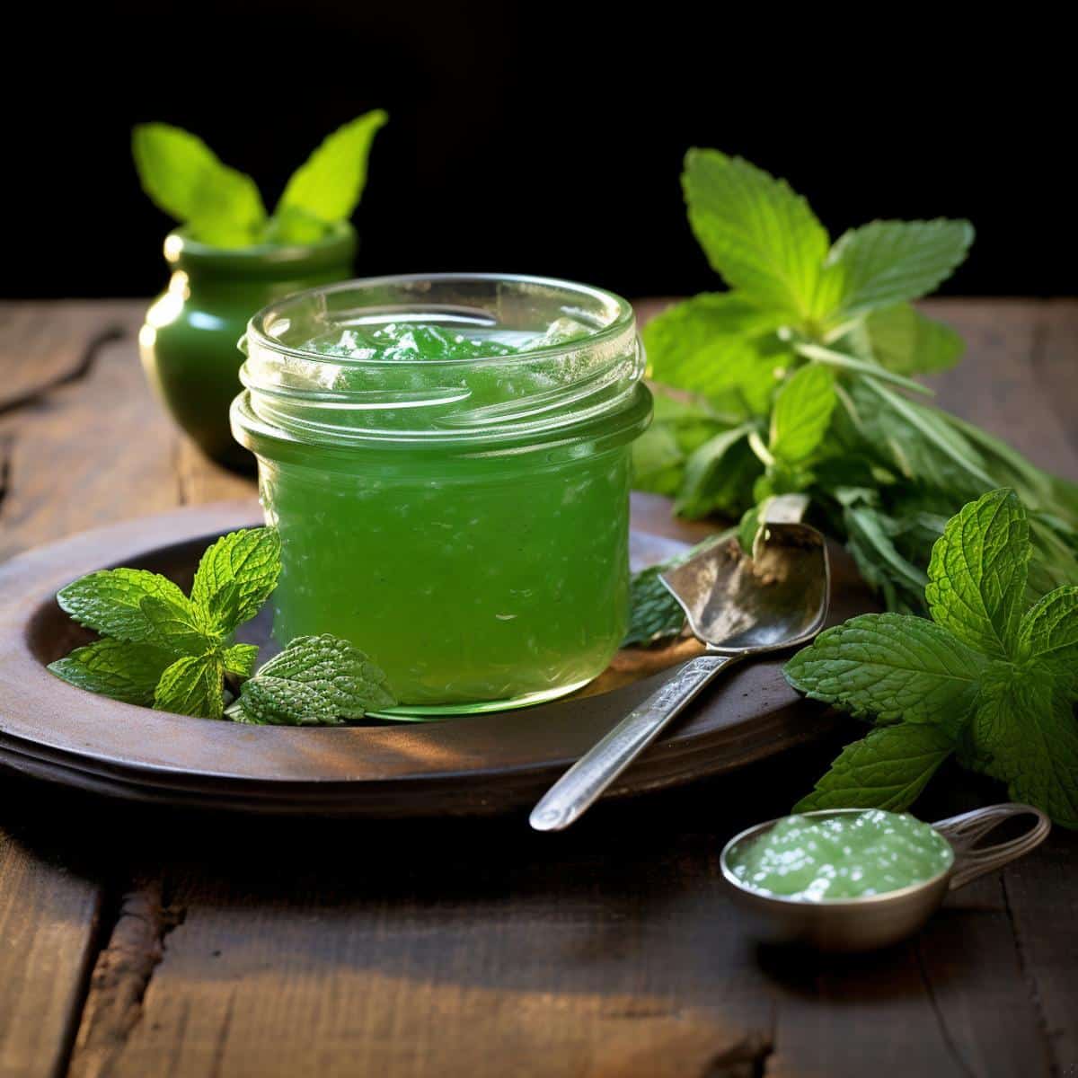 Mint Jelly on a kitchen counter