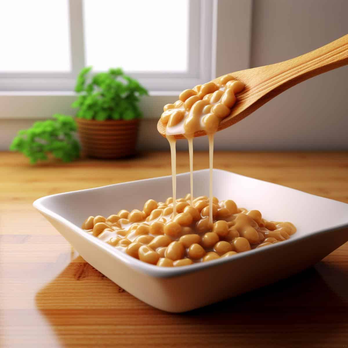 Natto on a kitchen counter