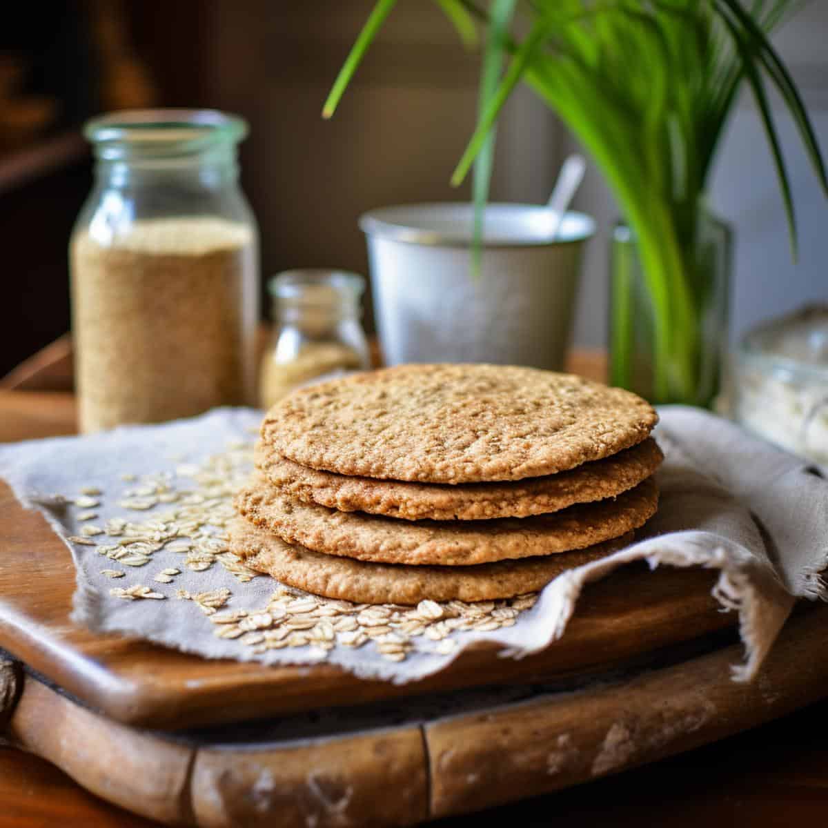 Oatcake on a kitchen counter