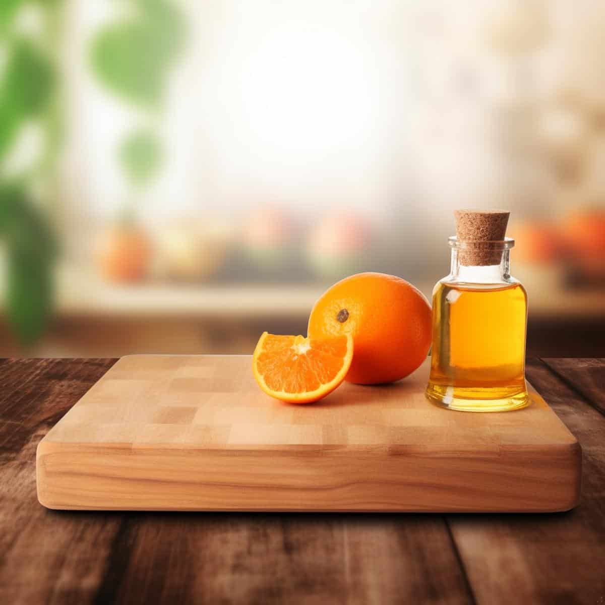 Orange Oil on a kitchen counter