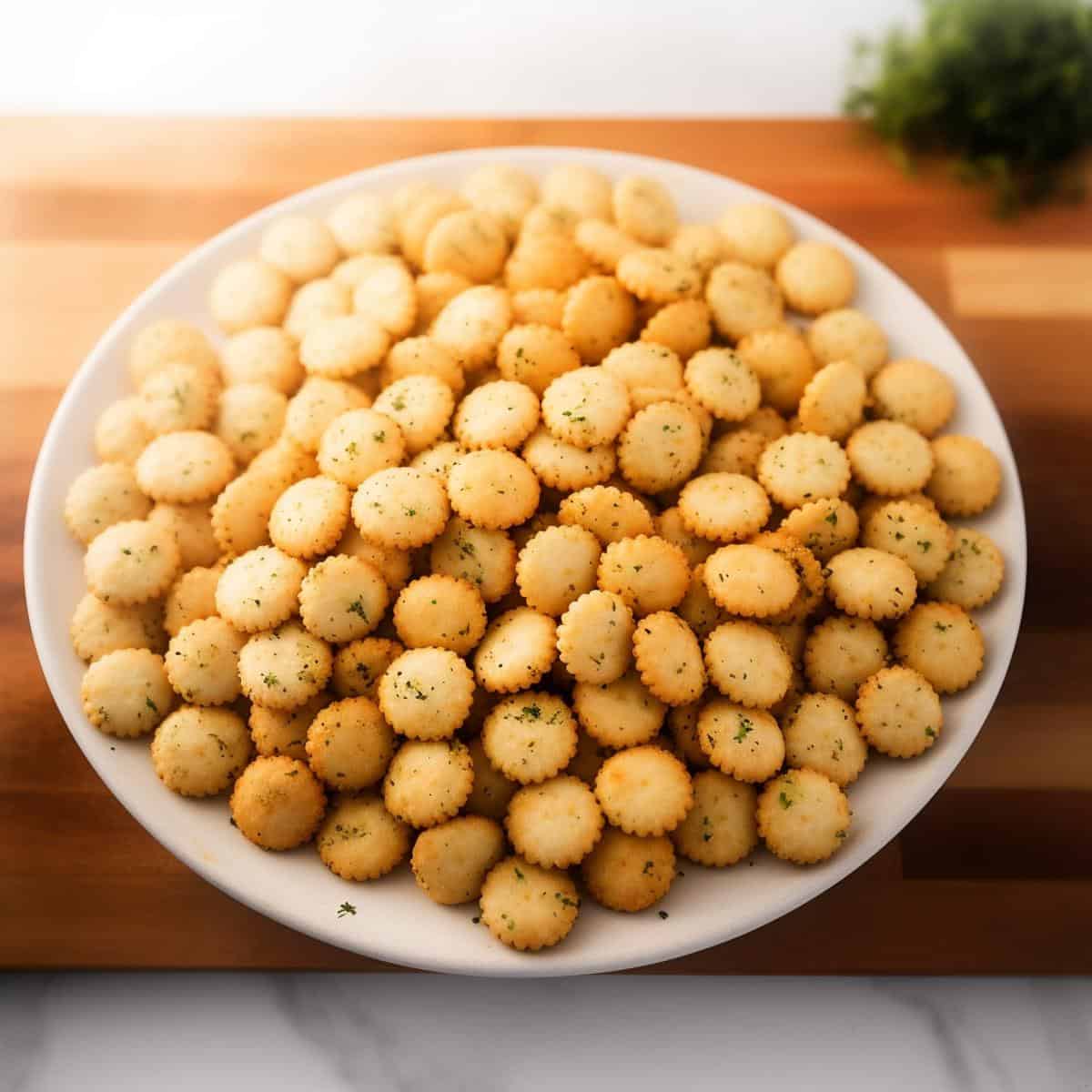 Oyster Cracker on a kitchen counter