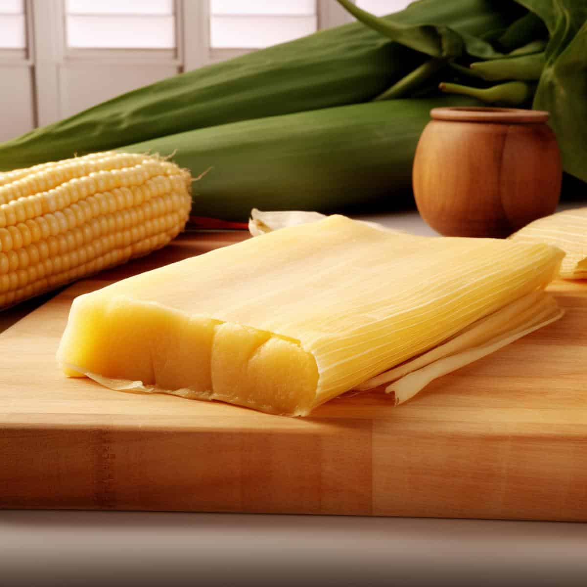 Pamonha on a kitchen counter