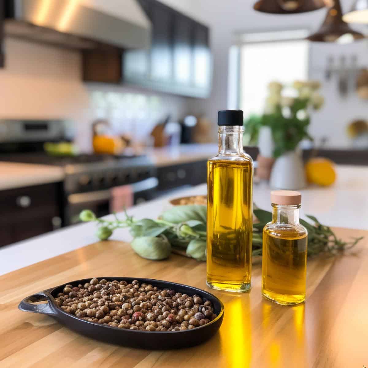 Perilla Seed Oil on a kitchen counter