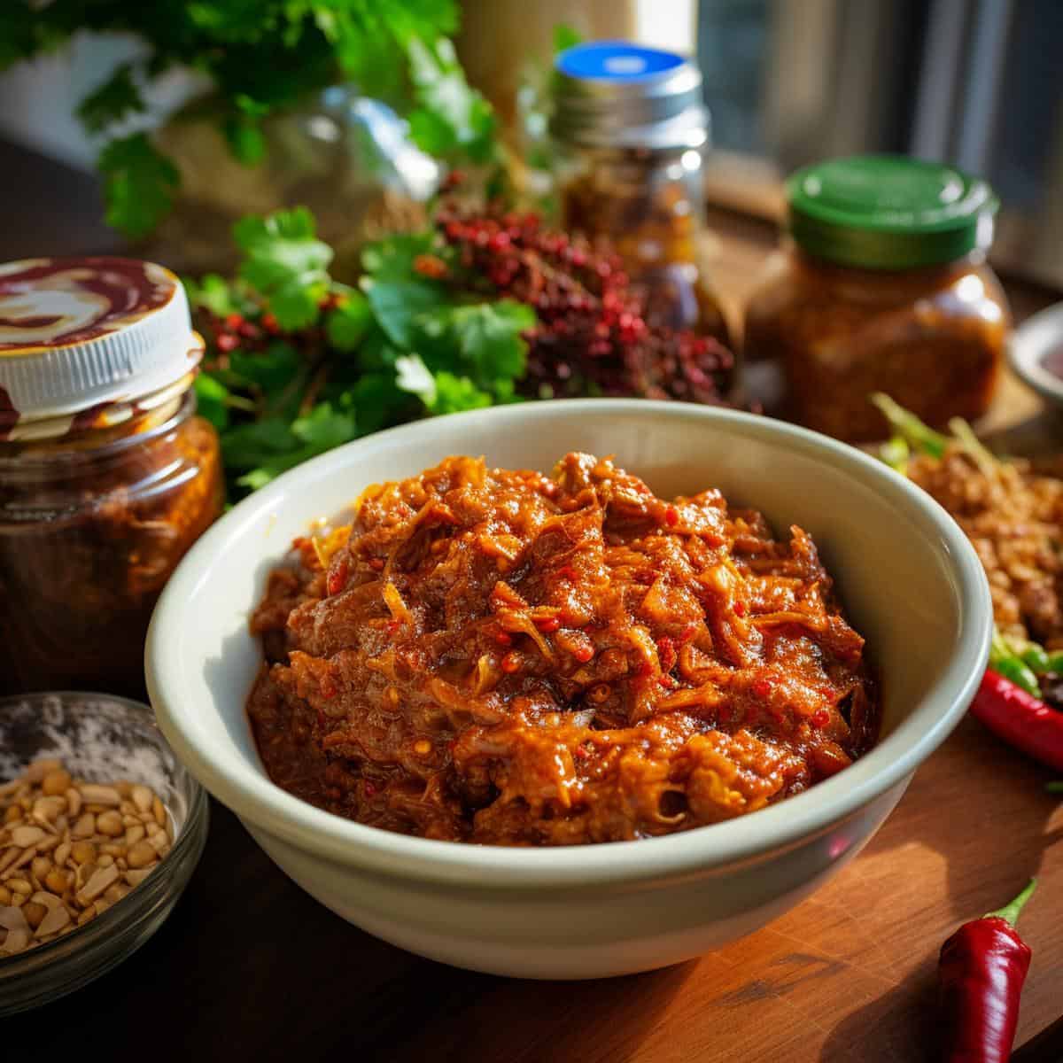 Phanaeng Curry Paste on a kitchen counter