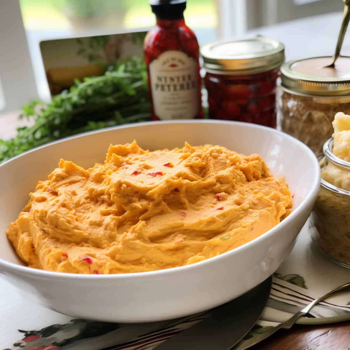 Pimento Cheese on a kitchen counter