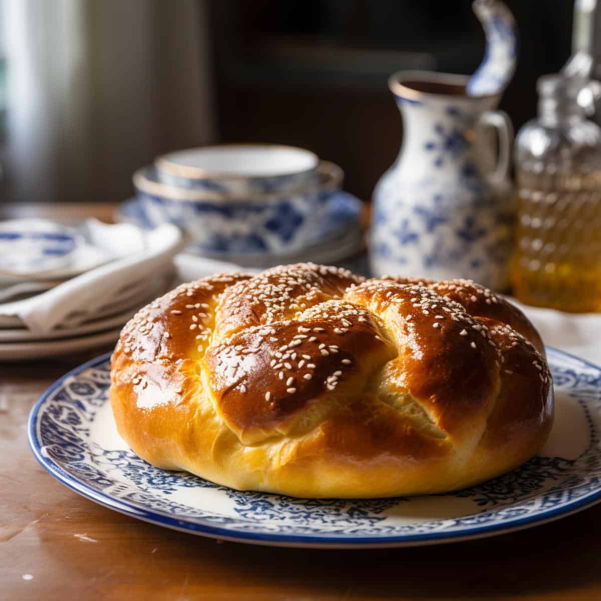 Portuguese Sweet Bread on a kitchen counter