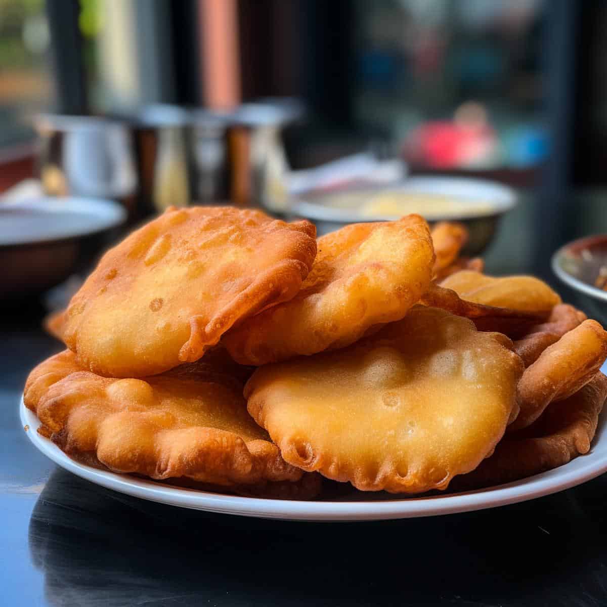 Puri on a kitchen counter