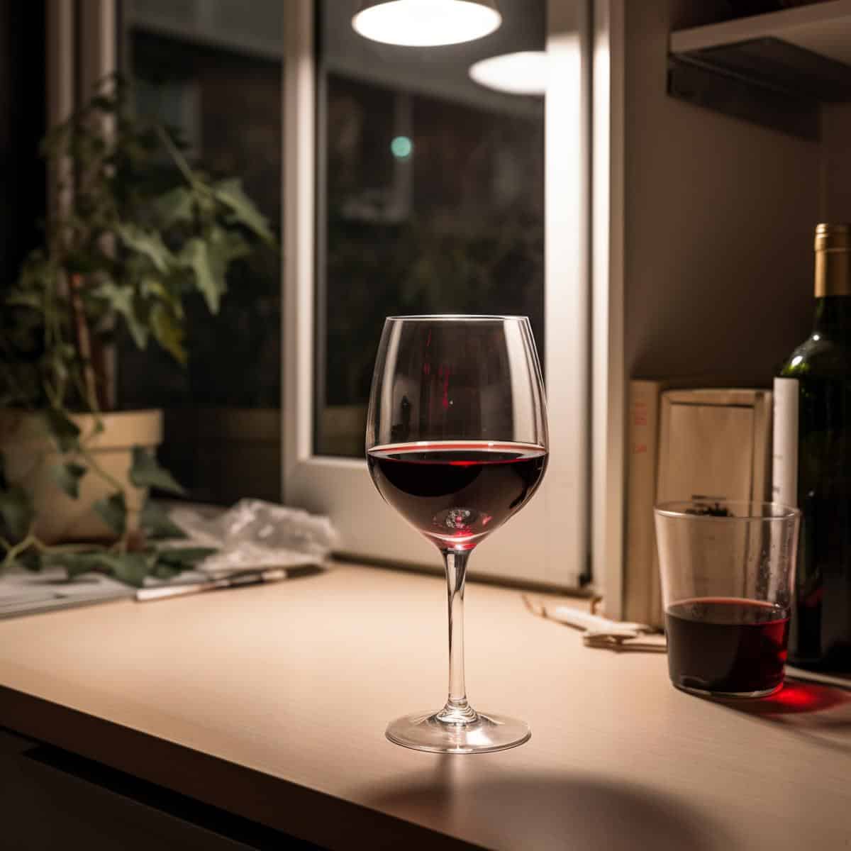 Red Wine on a kitchen counter