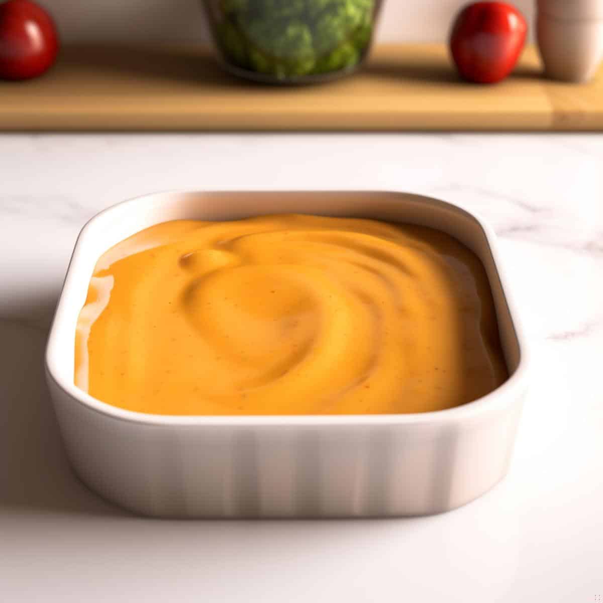 Sauce Andalouse on a kitchen counter