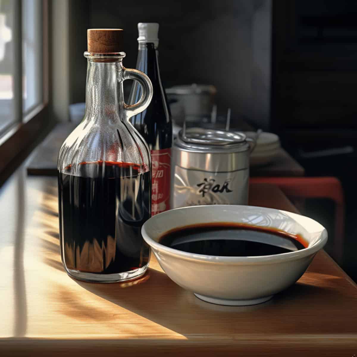 Soy Sauce on a kitchen counter