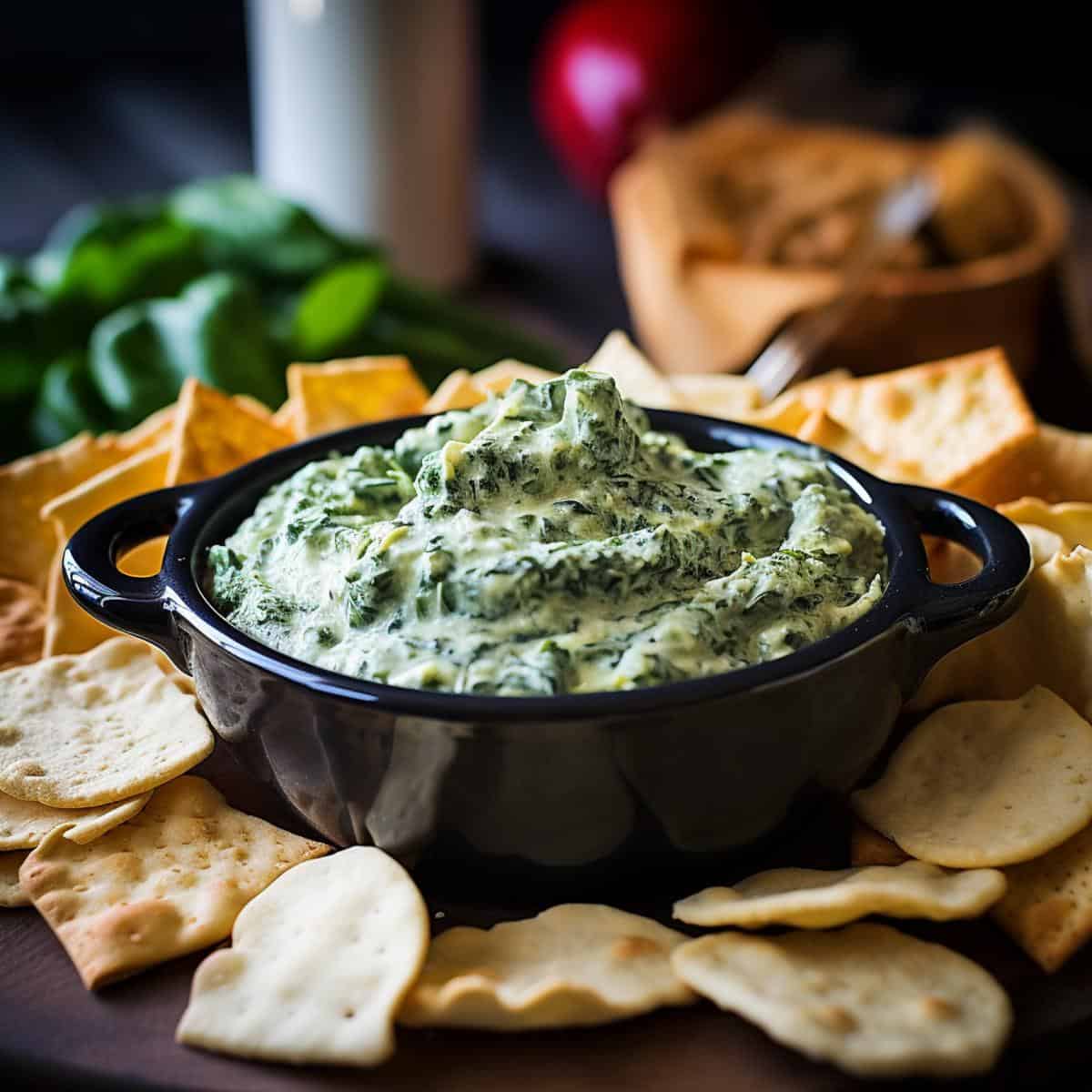Spinach Dip on a kitchen counter