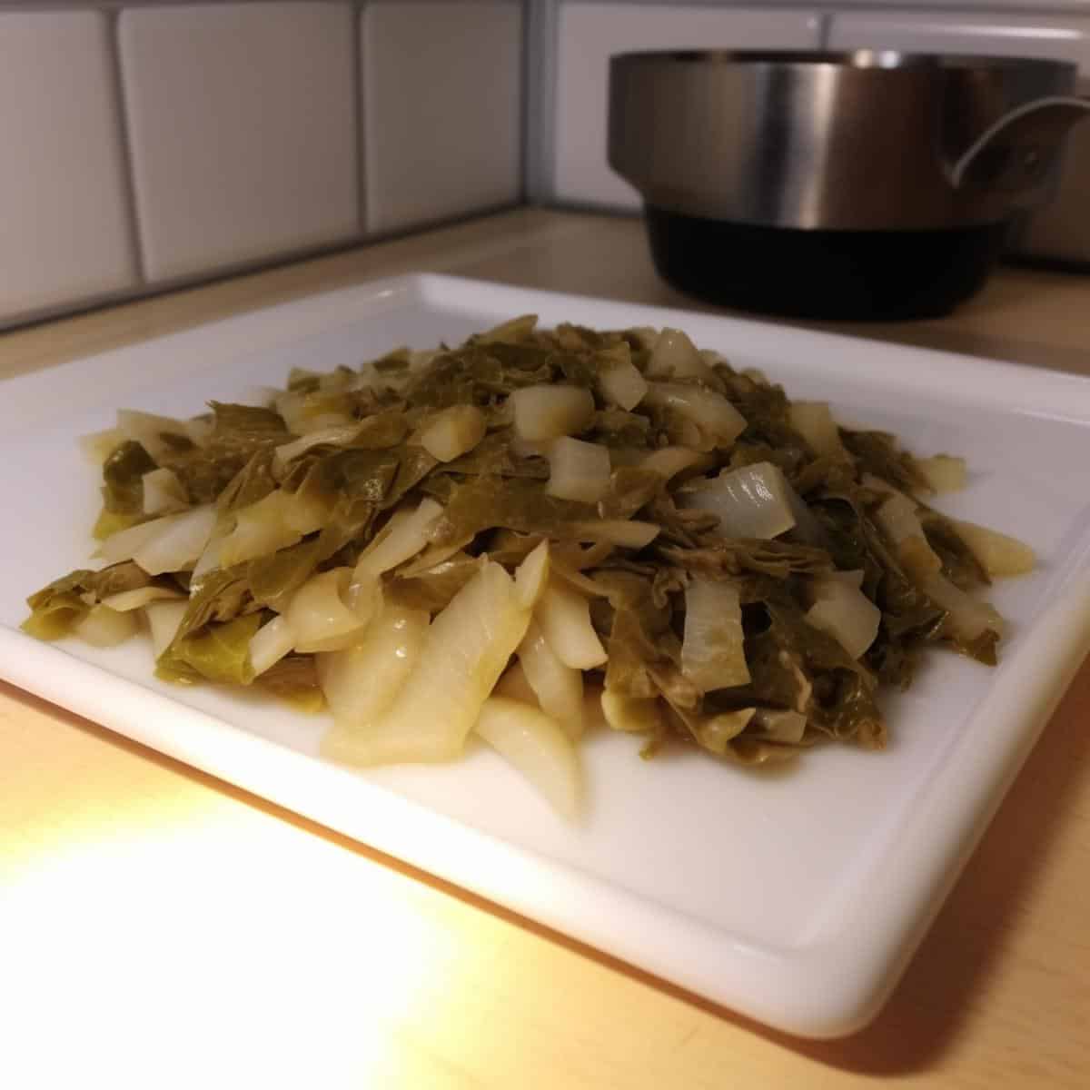 Suan Cai on a kitchen counter