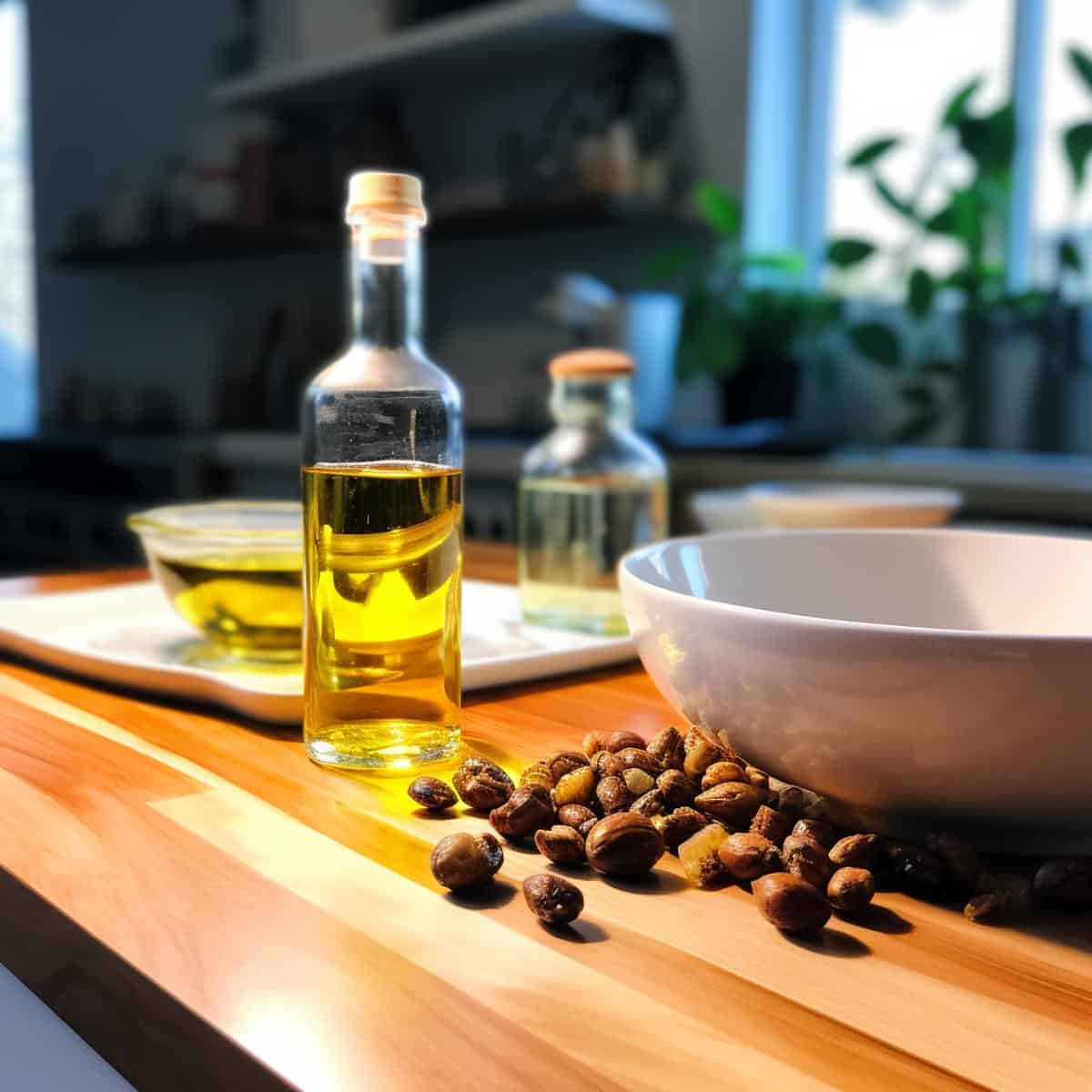 Tigernut Oil on a kitchen counter