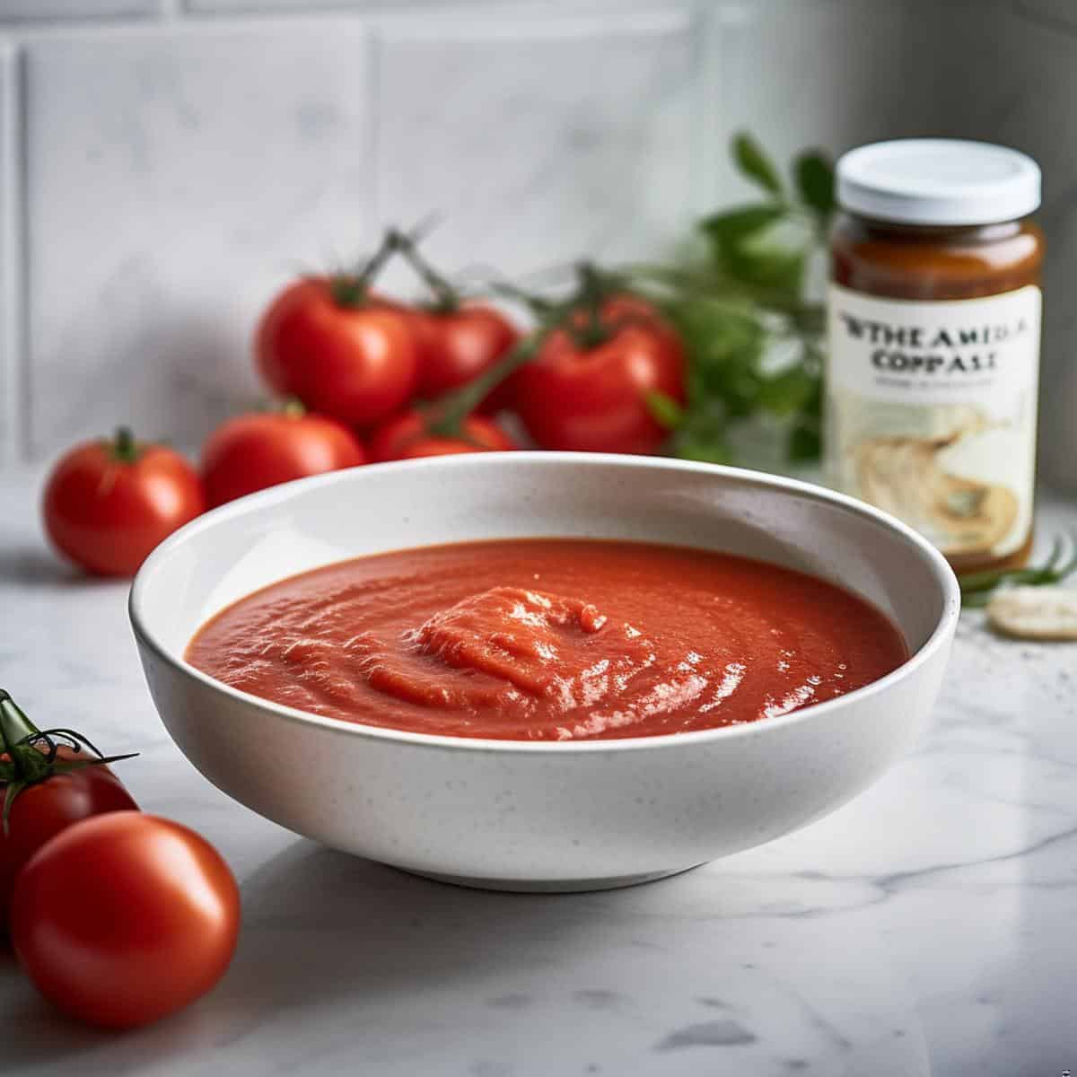 Tomato Sauce on a kitchen counter