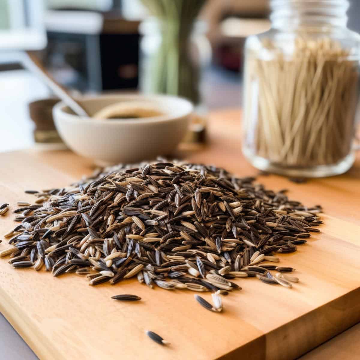 Wild Rice on a kitchen counter