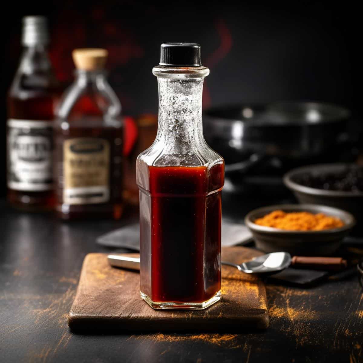 Worcestershire Sauce on a kitchen counter