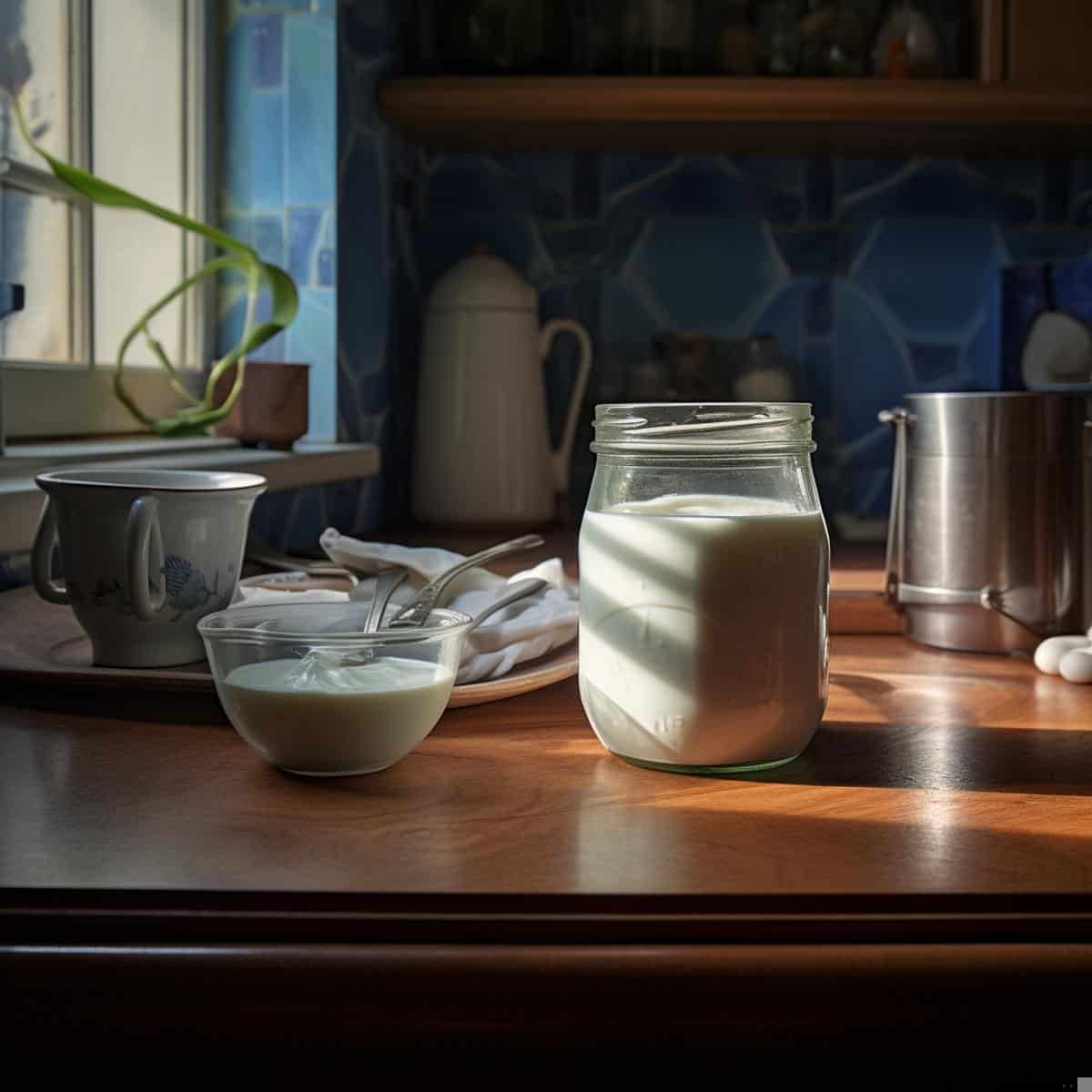 Yogurt on a kitchen counter