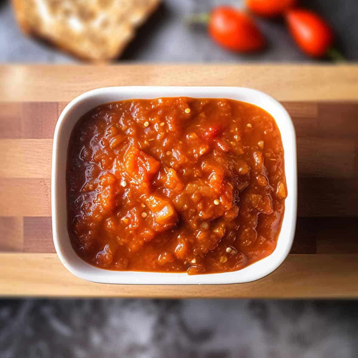 Zacusca Spread on a kitchen counter