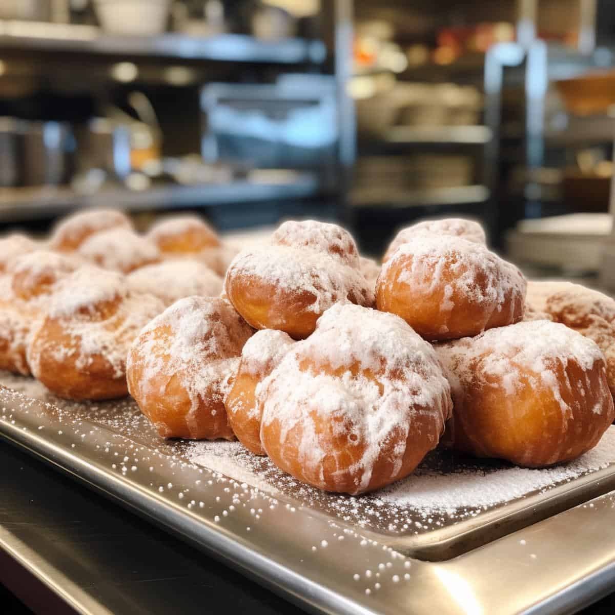 Zeppole on a kitchen counter