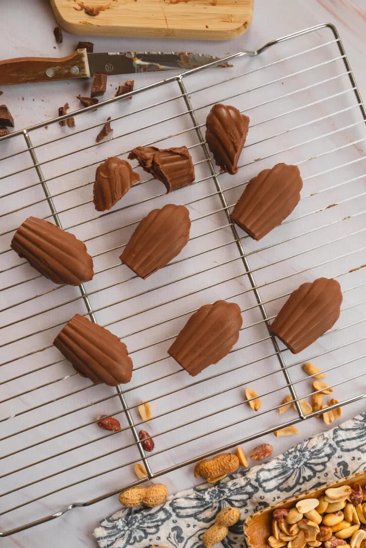 Homemade keto chocolate fudge resting on a wire rack.