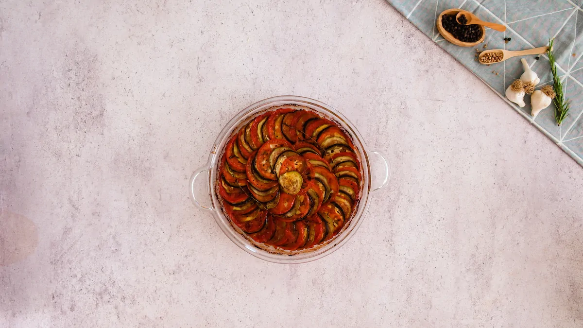 Baked keto ratatouille just out of the oven.