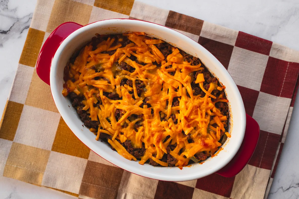 Homemade keto Tex-Mex casserole recipe ready to be served.