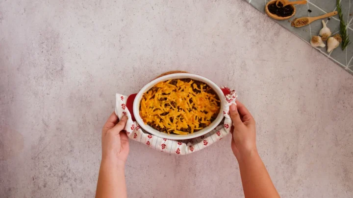 Homemade keto Tex-Mex casserole freshly baked out of the oven.