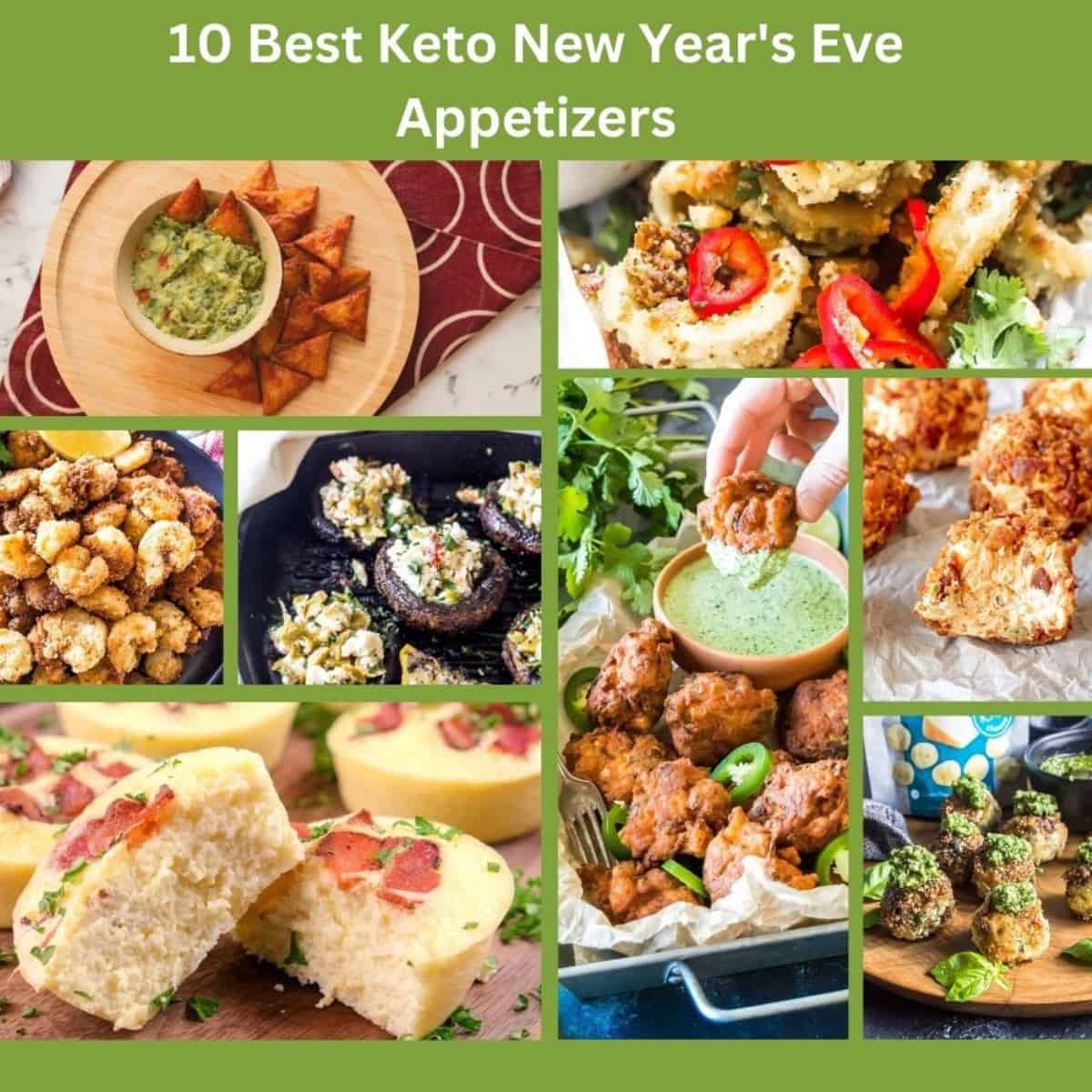 A collage of keto New Year's Eve party starters.