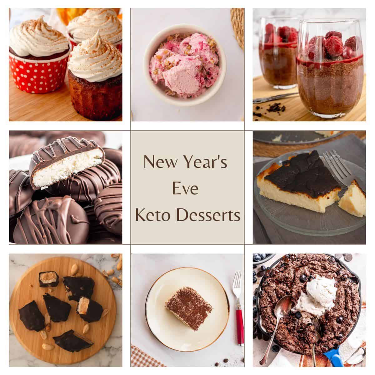 A collection of keto dessert recipes for the New Year's Eve party.