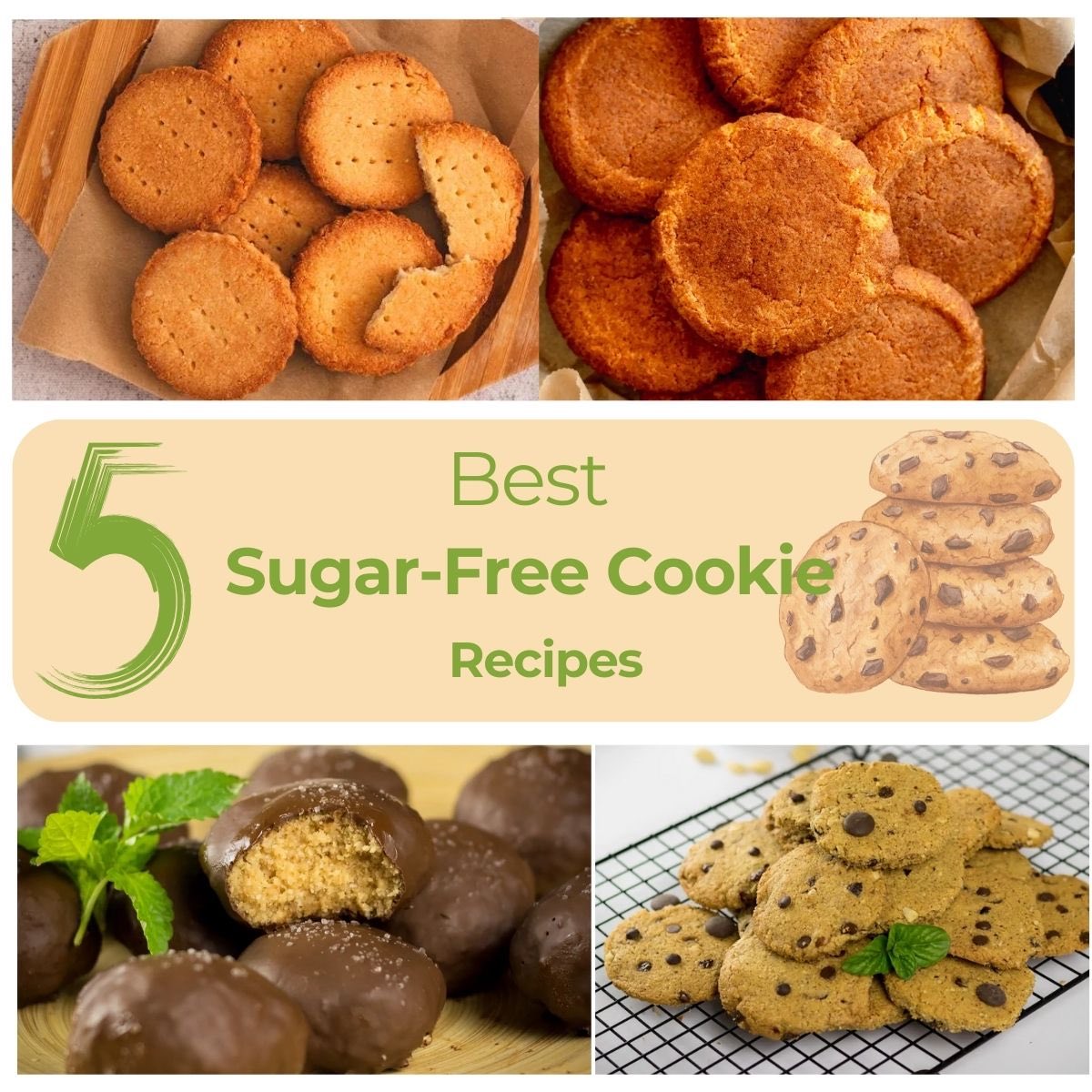 A photo collection of the best sugar-free cookie recipes.
