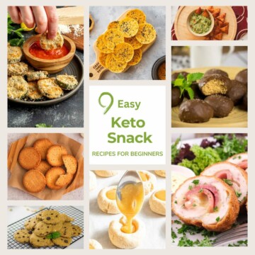A collage keto savory and sweet snacks recipes for beginners.