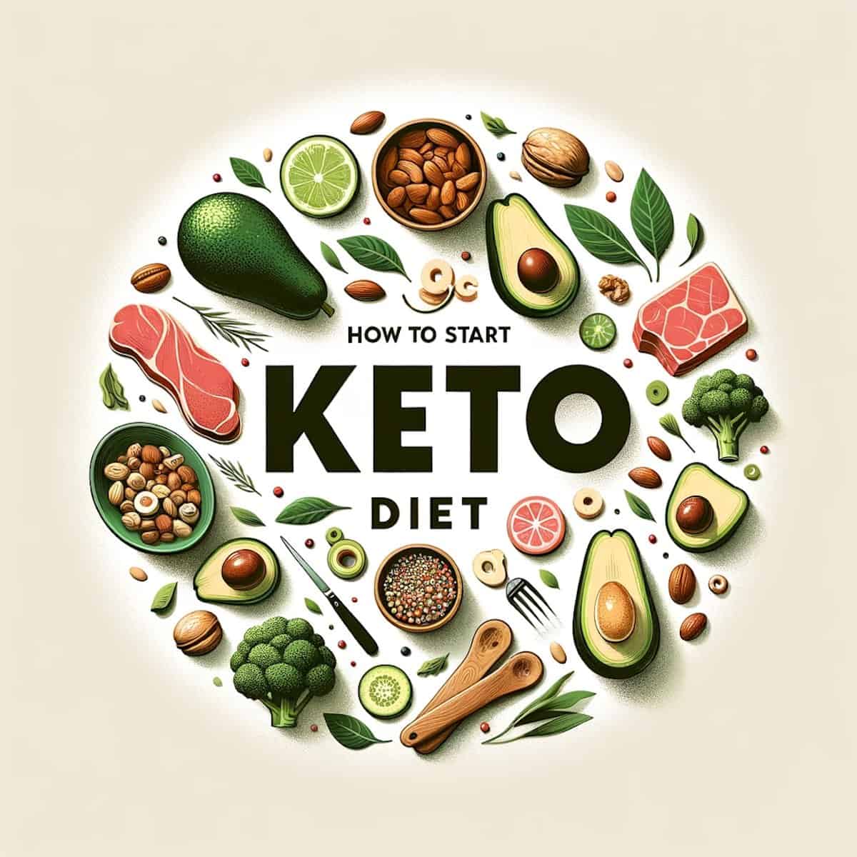 All the food suitable for a keto diet artfully presented.