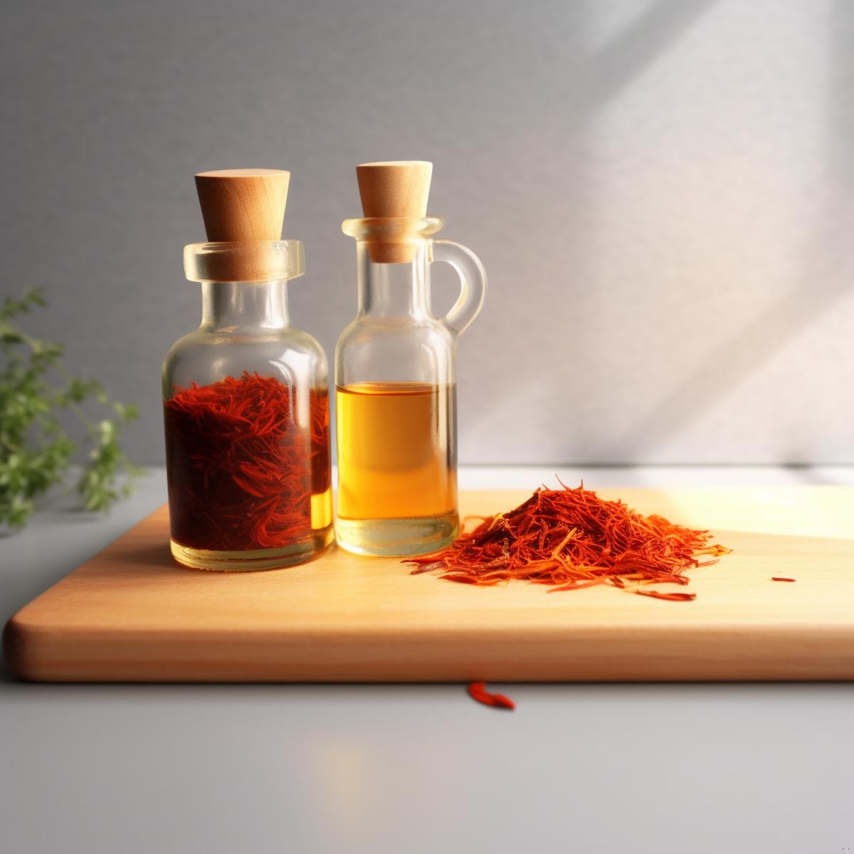Safflower Oil on a kitchen counter