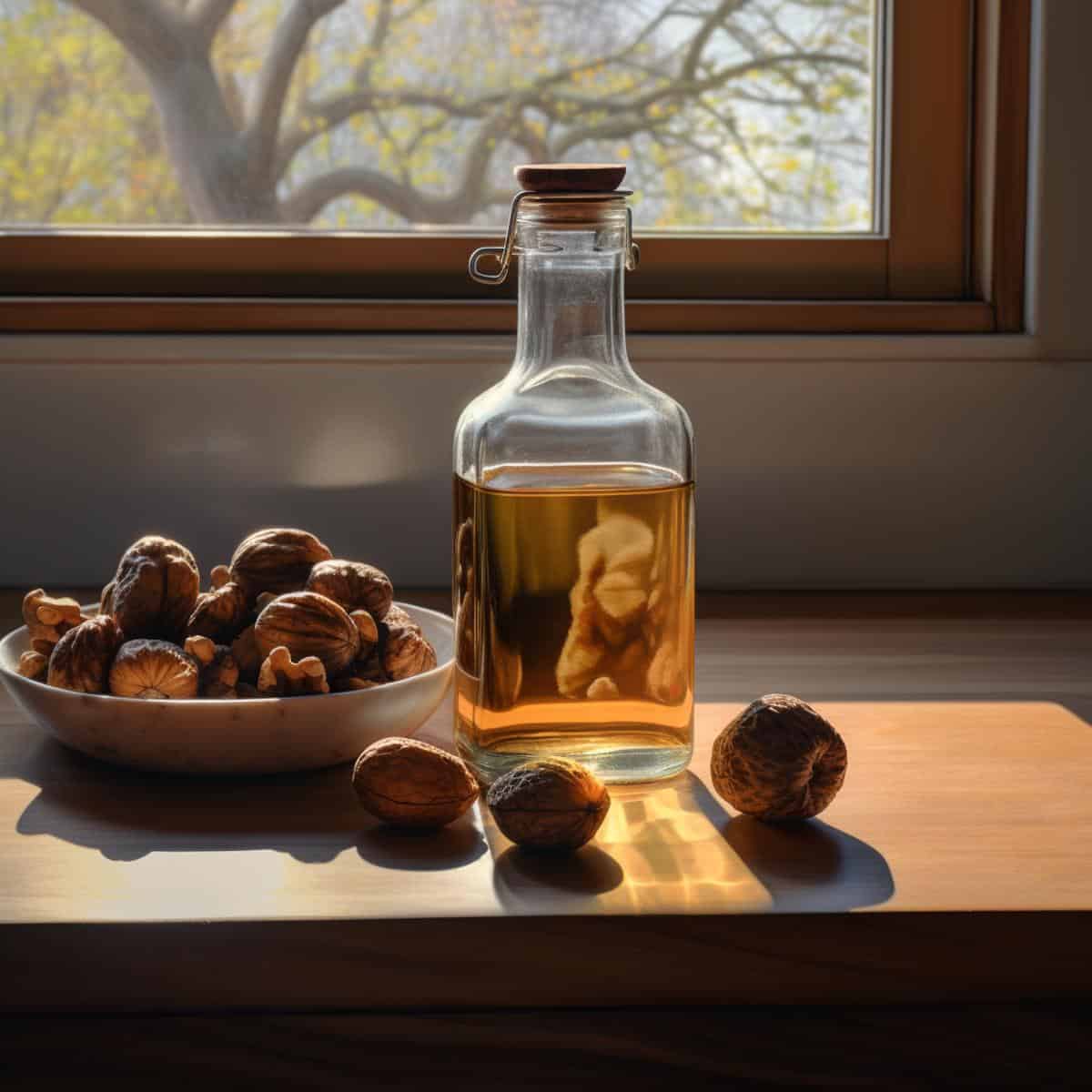 Walnut Oil on a kitchen counter