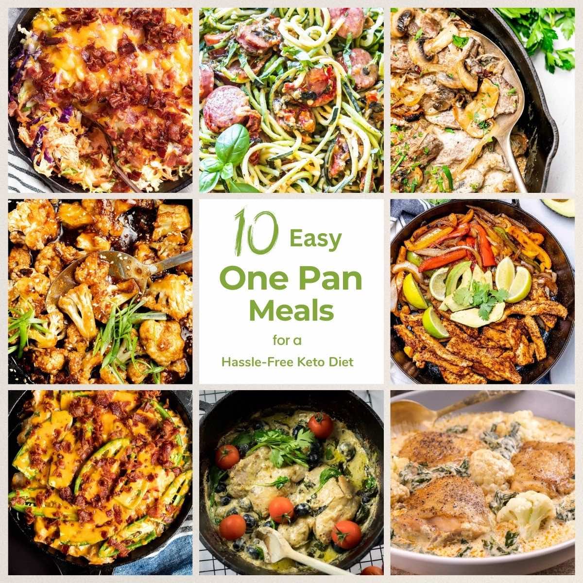 A collection of keto one pan meals.