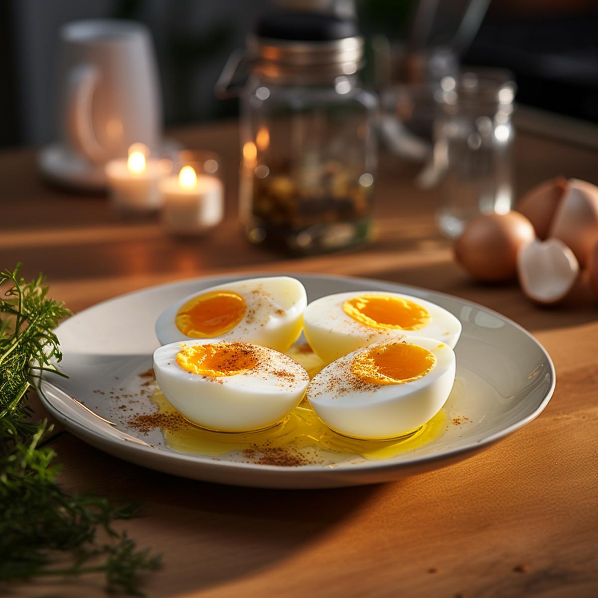Boiled Eggs on a kitchen counter